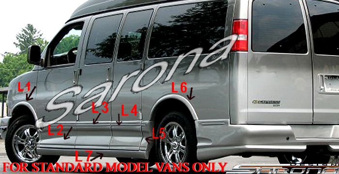 Custom Chevy Express Van  Side Skirts (2003 - 2024) - $1980.00 (Part #CH-012-SS)